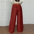 thumbnail image 4 of GrmtClth Plush Wide Leg Pants for Women Cozy Soft Comfy Trousers Casual Fuzzy Warm Elastic Waist Bottoms Wine M, 4 of 6