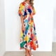 thumbnail image 3 of Vestido Corto de Verano con Cuello en V de Manga Corta Impreso, Vestido de Moda Casual para Mujeres, 3 of 5