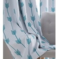thumbnail image 3 of THD Arrow Printed Privacy Blackout Energy Efficient Room Darkening Thermal Grommet Window Curtain Drape Panels for Kids Bedroom - Set of 2 - Platinum White/Teal Blue - 63" inch Long, 3 of 7