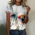 thumbnail image 2 of ZMHEGW T Shirts For Women Trendy Round Neck Short Sleeve Flower Butterfly Print Top Tshirts Shirts For Women, 2 of 4