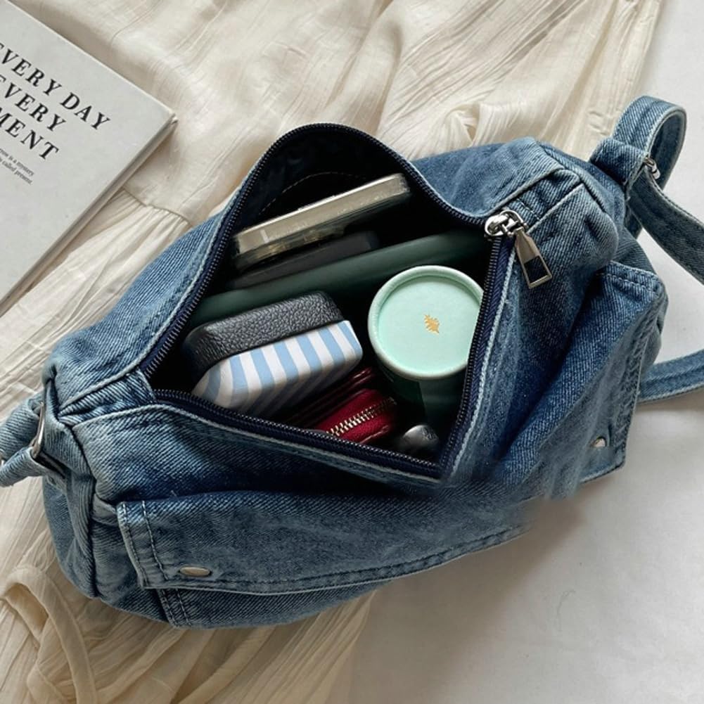 2025 Denim Shoulder Bag Trendy Jean Canvas Messenger Bag for Women Tote Bag Retro Crossbody Handbag
