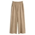 thumbnail image 6 of Mifsaly Linen Pants Women High Waisted Wide Leg Pant Smocked Elastic Waist Loose Fit Flowy Trousers Summer Beach Vacation Work Slacks with Pockets XXL, 6 of 6
