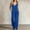 Blue, variant on IUYRTFE Women V Neck Cinched Waist Wide Leg Jumpsuit Solid Color Sleeveless Romper for Summer Party Vacation Wear