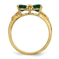 thumbnail image 2 of 14K Yellow Gold Ring Band Birthstone (05) May Emerald, Lab Created Heart Green, Size 8, 2 of 5