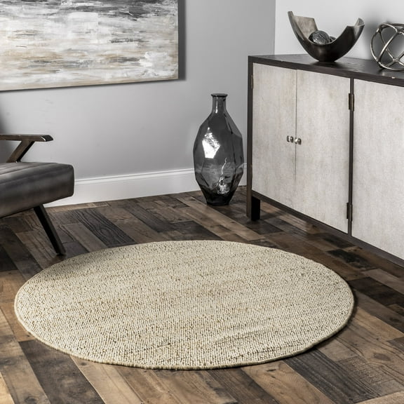 nuLOOM Elfriede Jute Blend Natural 4' Farmhouse Round Rug