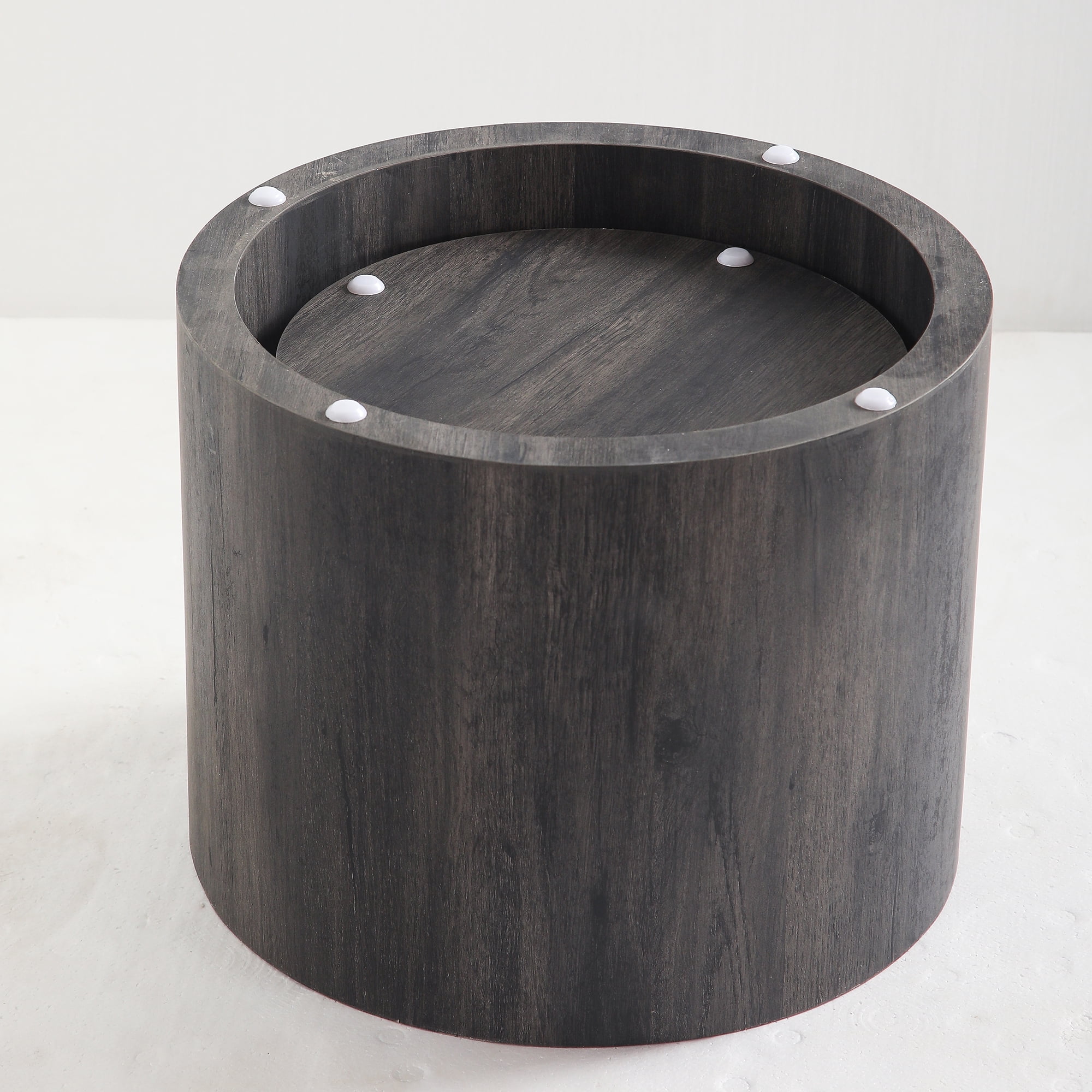 Leumius Set of 2 Nesting Coffee Tables, Round Modern Circle Wooden Accent Side End Tables for Small Space Living Room Bedroom Black