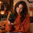 thumbnail image 7 of Halloween Decorations, 8 Inch Lighted Black Cat Resin Halloween Tree, Vintage LED Spooky Cat Tree Lamp, Indoor Tabletop Halloween Decor for Home Party, 7 of 7