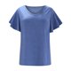 thumbnail image 4 of Camiseta casual para mujer Color sólido Volantes Manga corta Cuello en V Suéter Blusa Tops Fridja  ghk7229, 4 of 8