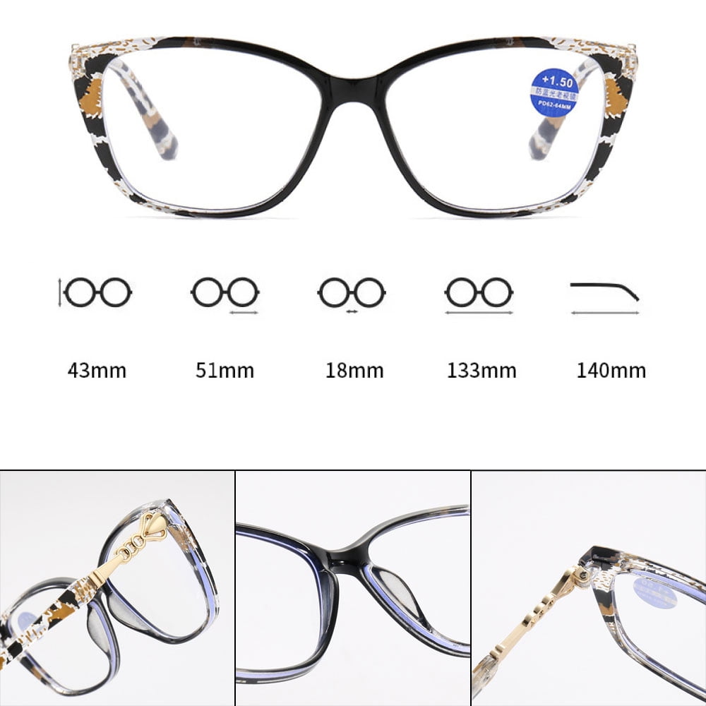 3 Pairs of Leopard Print Square Oversized Reading glasses Blue Light Blocking Metal Presbyopic Glasses Readers for Women +3.00
