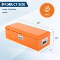 thumbnail image 2 of 30x13x10in Steel Truck Bed Tool Box with Diamond Plate Side Handle and Lock Keys Portable Storage Organizer for Pickup RV Trailer Orange, 2 of 8