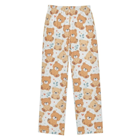 Cute Teddy Bears Christmas Pajama Pants Soft and Lightweight Elastic Waistband Christmas Pajama Pants