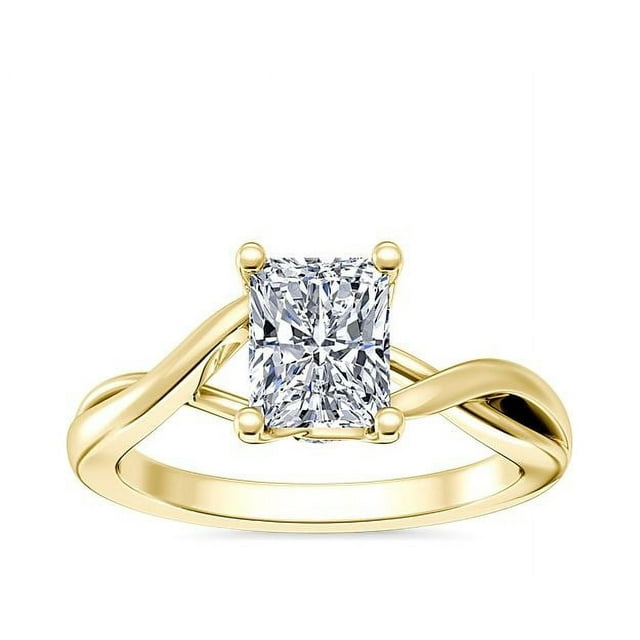 1.00 T.C.W Radiant Shape Natural Diamond Latest Design Solitaire Wedding Ring for Ladies Solid 14K Yellow Gold Size 8