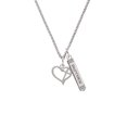 thumbnail image 2 of Delight Jewelry Silvertone Heart Outline with diagonal Cross Silvertone Mother Daughter Bar Charm Necklace, 23", 2 of 4
