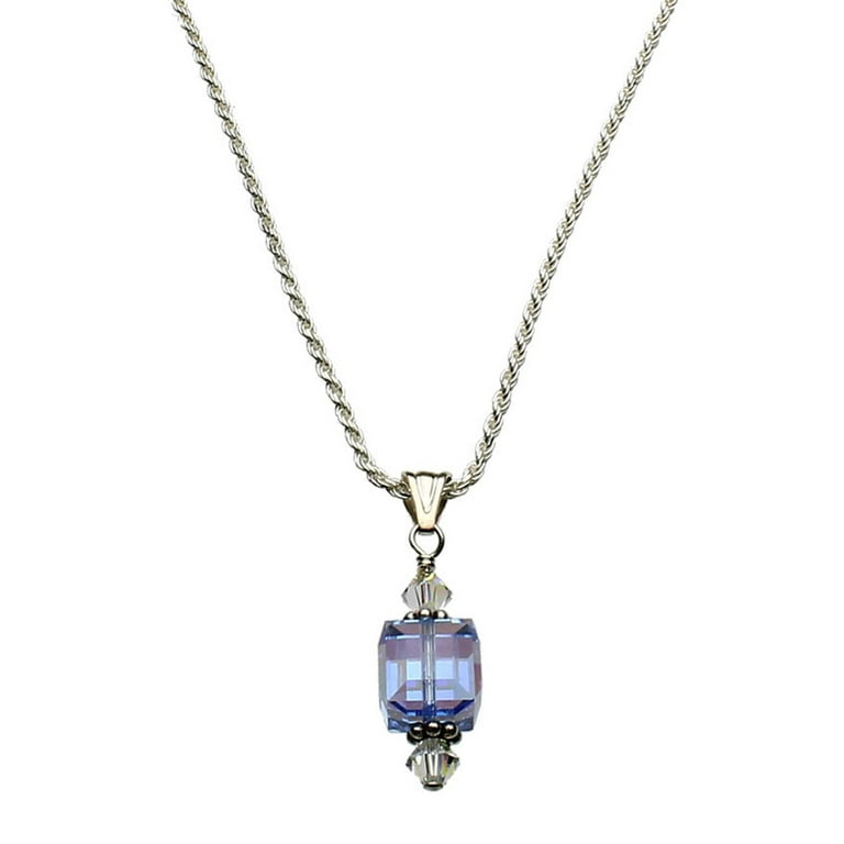 Swarovski Crystal Bead Necklace on Sterling Silver Chain