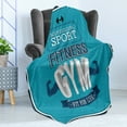 thumbnail image 4 of Fitness Soft Flannel Fleece Blanket, Fit for Life Bodybuilding Sport Biceps Sportsman Athletic Muscular Form, Cozy Plush for Indoor and Outdoor Use, 70" x 90", Blue Dark Blue White, by Ambesonne, 4 of 5