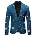 thumbnail image 3 of oqasdz Blazer for Men Print Dinner Elegant Lapel Long Sleeve for Groom Event Attire Casual Lightweight Sport Coat Party Evening Wedding Prom, 3 of 4