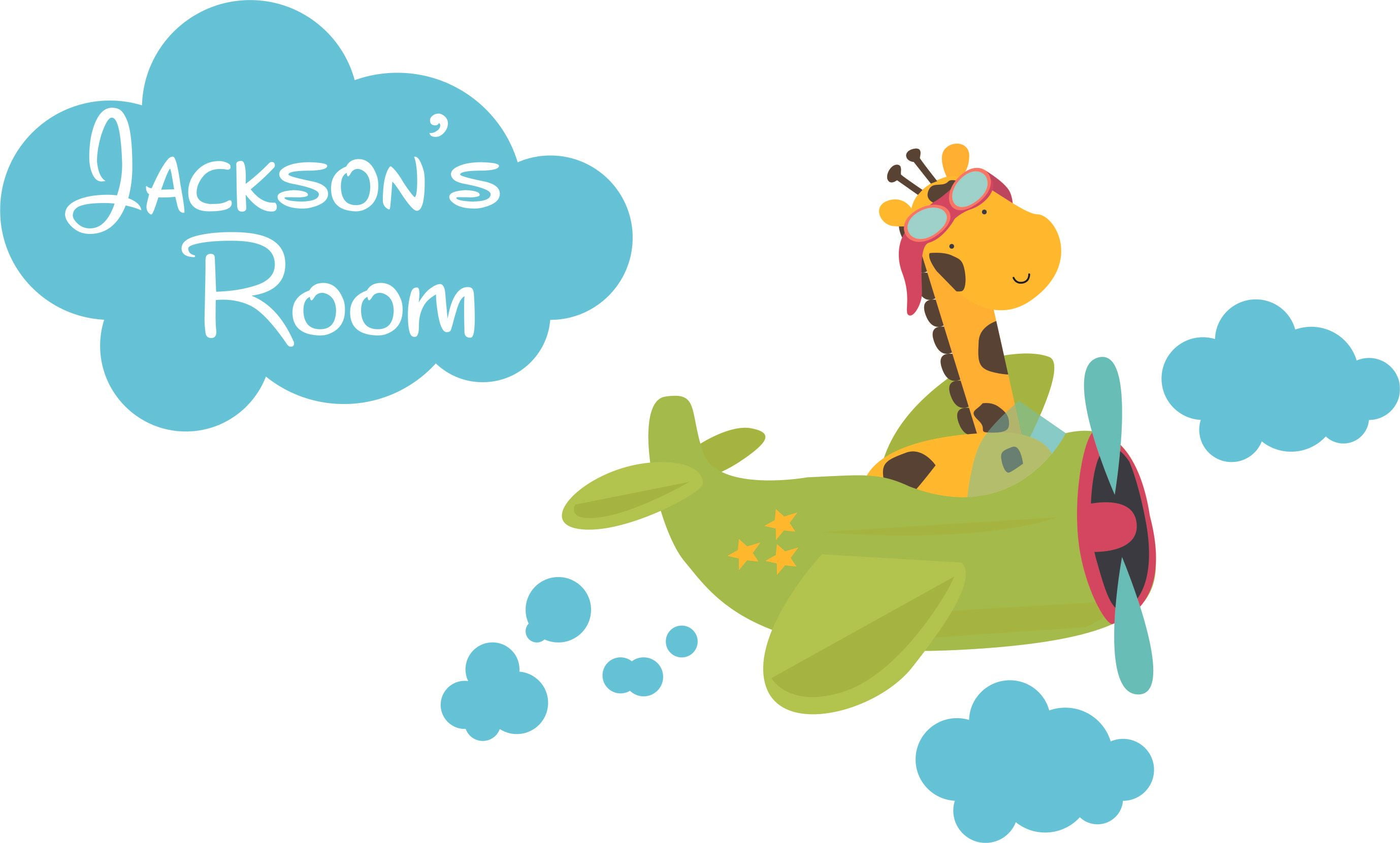 Plane Giraffe Travels Adventure Customized Wall Decal Custom Vinyl