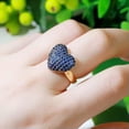 thumbnail image 5 of Adjustable Micro Pave Green Blue CZ Stone Heart Love Engagement Ring for Women, 5 of 9