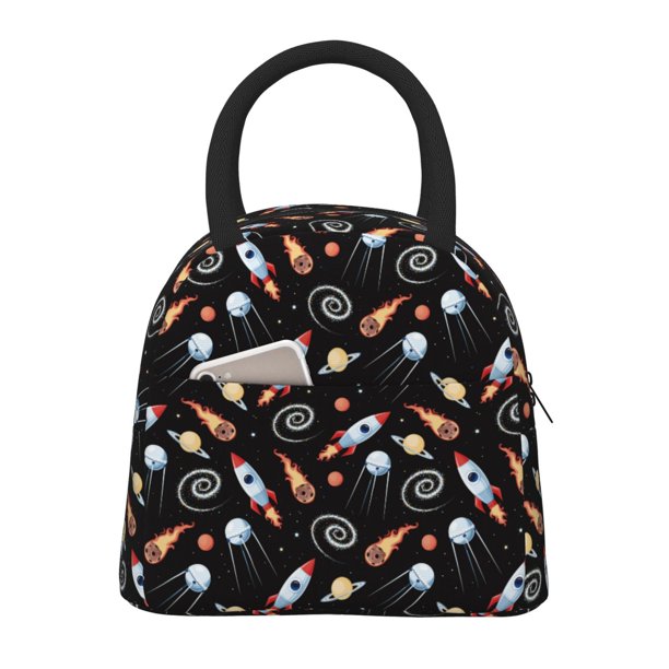 Easygdp Space Rocket Bolsa de Almuerzo Insulada Grande, Forro de Aluminio, Diseño Espacioso, a Prueba de Fugas, Ideal para Trabajo, Picnics, Viajes y Actividades al Aire Libre