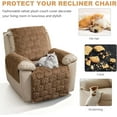 thumbnail image 5 of TOPCHANCES Plush Recliner Chair Cover, Faux Rabbit Fur 1-Seater Sofa Cover, Washable Armchair Protector with Adjustable Elastic Belt for 23 Inches Recliner (Brown), 5 of 11