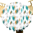 thumbnail image 1 of Mid Century Round Tablecloth Modern Geometric Teal Diamond Table Cloth Washable Polyester Fabric Table Cover for Dining Room Kitchen Patio Home Decorations 60"", 1 of 6