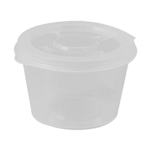 50 Pieces Bakery Barbeque Single Use Lid Home Restaurant Bakery Bowl Dustproof Food Fruit Box Soup Rice Seasoning Jar Cup with Lid Container 25ML