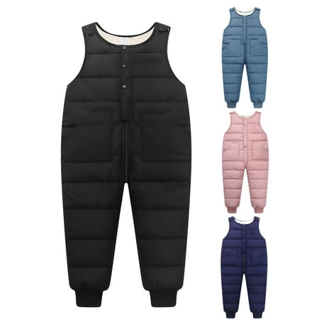

URMAGIC Baby Girl Boy Winter Sleeveless Puffer Overalls Down Jumpsuit Snow Pants