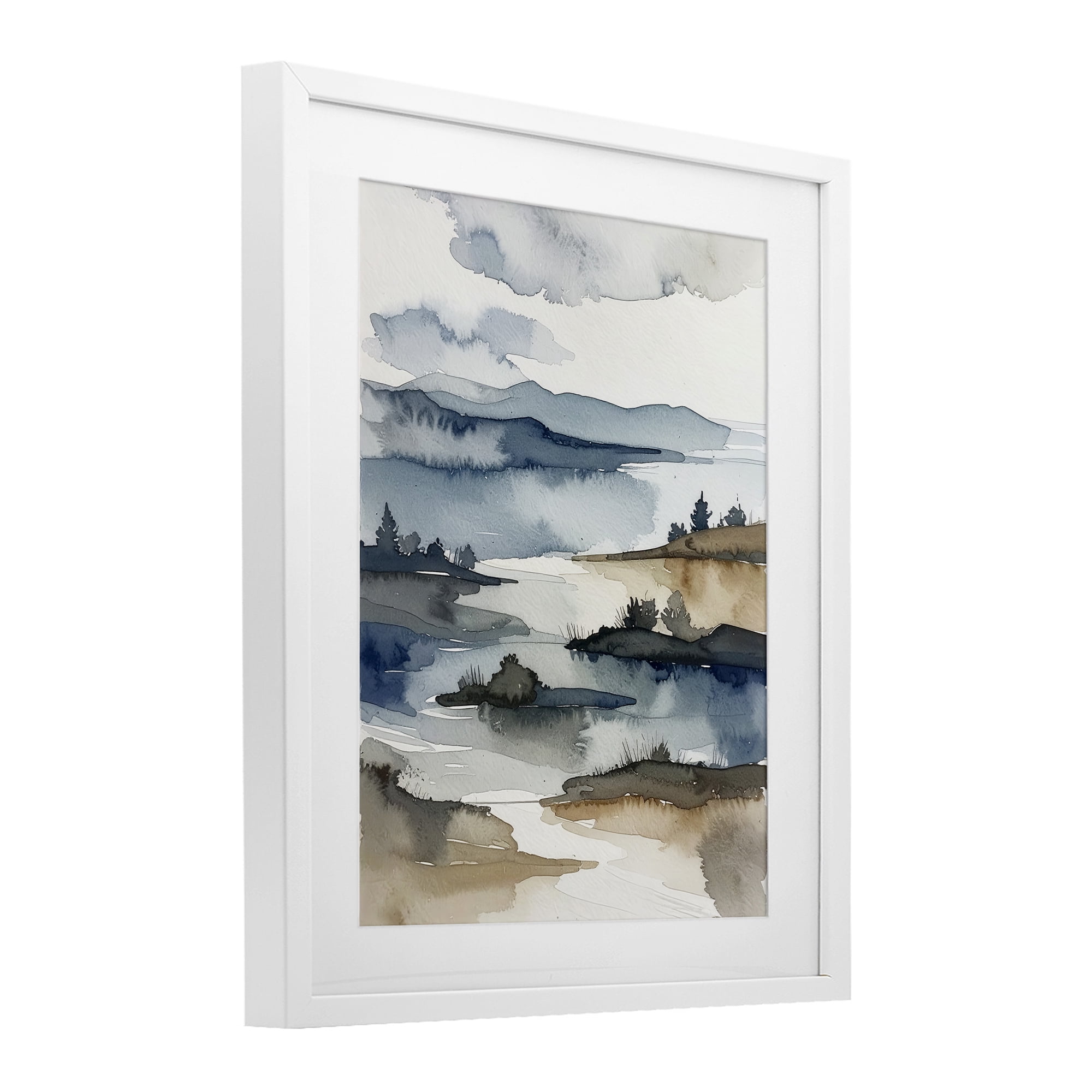 Stupell Industries The Flow Of Water White Framed Print Under Glass, design by Alonza Saunders