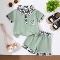 thumbnail image 2 of Jamsmile Toddler Boys Outfit Sets Summer Short Sleeve Cartoon Embroidery T Shirt Tops with Shorts Gentleman Style Outfits Childrens Suits, 2 of 6