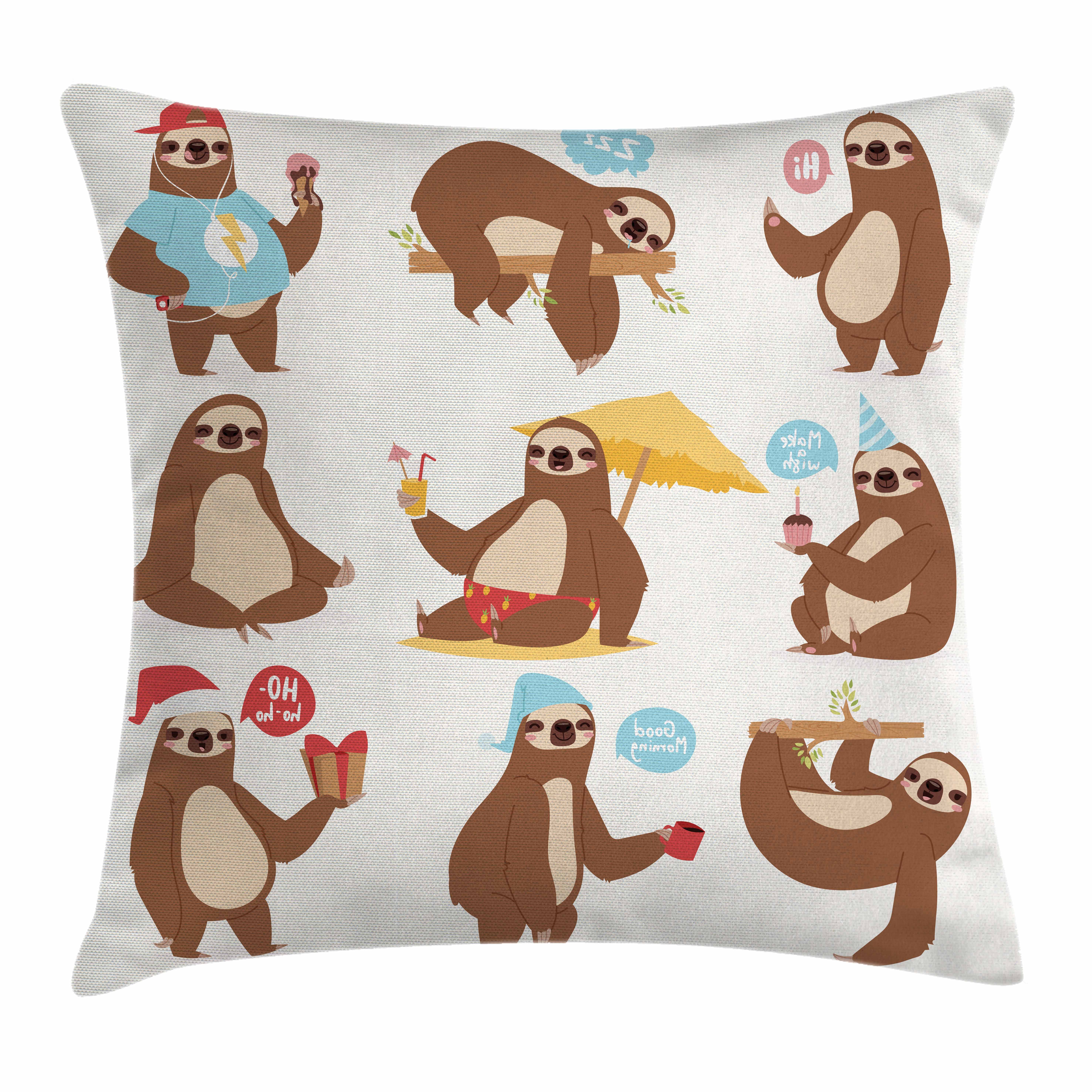 sloth pillow cover