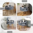 thumbnail image 3 of 18"H Nightstand with Storage Drawer & Oak Legs Bedside Table, Sofa Side Coffee Table for Bedroom, Living Room,Gray, 3 of 6