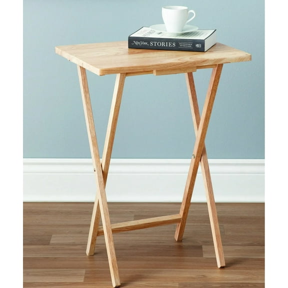 Indoor single folding table, tray table, natural color, length 19 x width 15 x height 26 inches. Suitable for households, dormitories, etc.