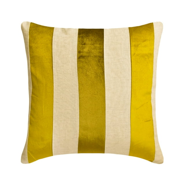 Pillow Cover, Chartreuse Green 18"x18" (45x45 cm) Pillow Covers, Velvet Patchwork Throw Pillows For Sofa, Striped Pattern Modern Style - Velvet Band Chartreuse