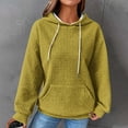 thumbnail image 2 of Savings Clearance 2024 wmjolc Waffle Hoodie for Womens Solid Pullover Drawstring Sweatshirt Spring Fall Oversized Sweatshirts with Pockets Long Sleeve Out Going Tops, 2 of 4
