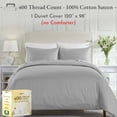 thumbnail image 5 of California Design Den Duvet Cover Oversized King - 400 Thread Count 100% Cotton, Hotel Quality Comforter Cover, Soft Sateen, Light Grey, 5 of 9