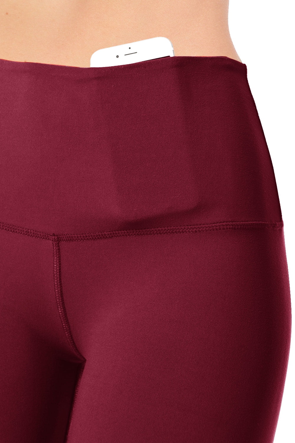 VIV Collection Signature Leggings Yoga Waistband Soft and Tension w/Hidden  Pocket (XXL, Red) 