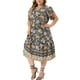 thumbnail image 1 of Vestido midi A línea de verano casual bohemio de flores con cuello en V y mangas cortas para mujer de tallas grandes Agnes Orinda 1X negro, 1 of 8