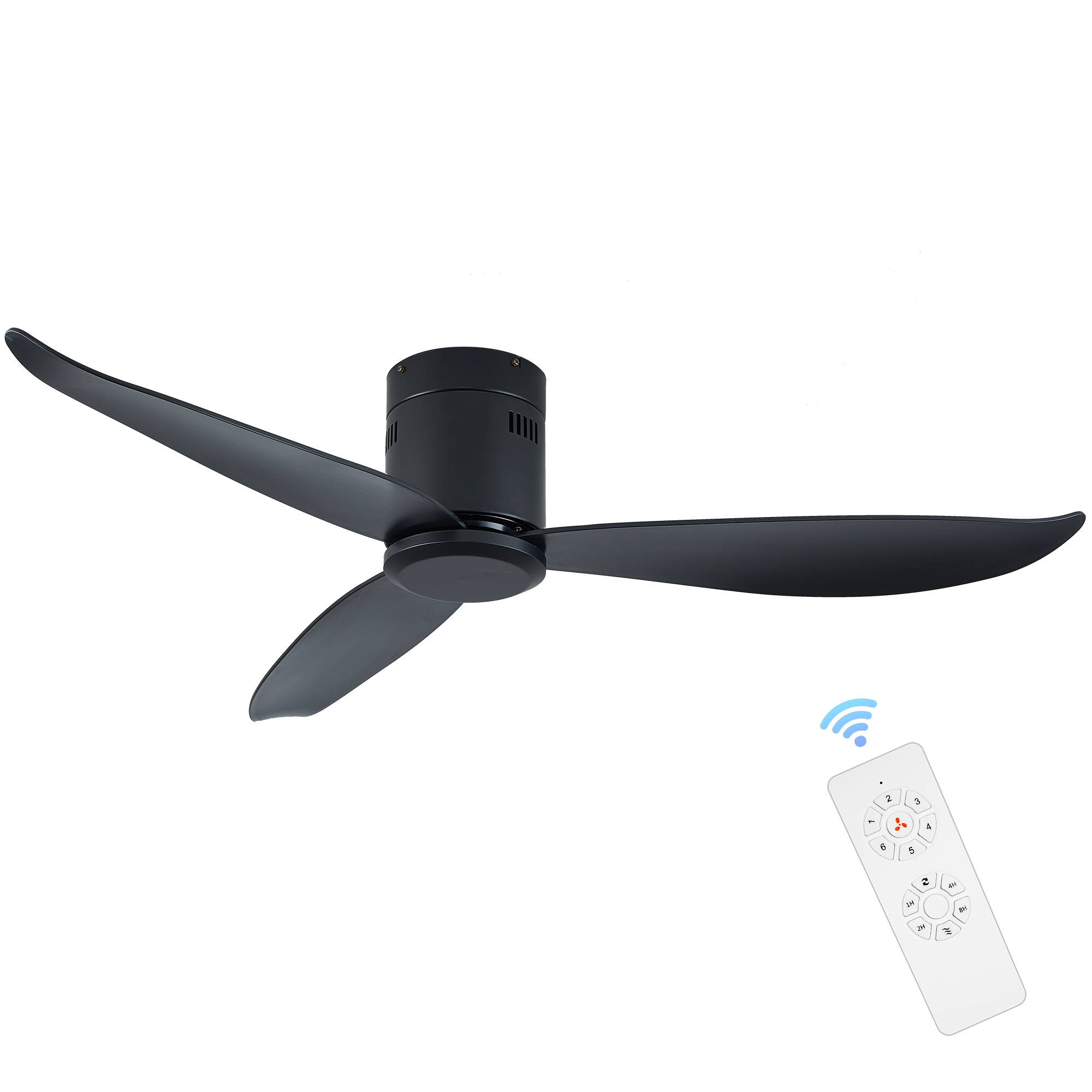 Walkfairy52" Low Profile Ceiling Fan No Light, Black Flush Mount