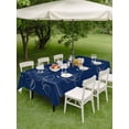 thumbnail image 3 of Outdoor Tablecloth with Umbrella Hole and Zipper, Navy Blue Flowers Rectangle Table Cloth 60x84 Inch Waterproof Tablecloth, Rustic Abstract Floral Simple Art Picnic Table Cover for Patio Camping, 3 of 7