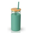 thumbnail image 2 of Hevirgo 20oz Single-Wall Tumbler Protective Sleeve Wood Lid Glass Cup Bottle with Straw, 2 of 8