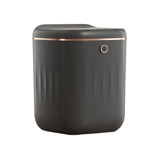Contenedor de basura automático sin contacto, con tapa, impermeable y automático Negro y dorado 20L