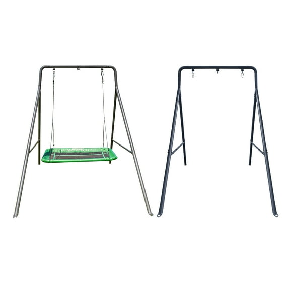 gobaplay Outdoor Swing Set Frame & gobaplay Tree Swing Platform, Green