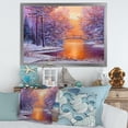 thumbnail image 3 of Designart 'Winter Landscape With Bridge Over The River' Traditional Framed Art Print, 3 of 4