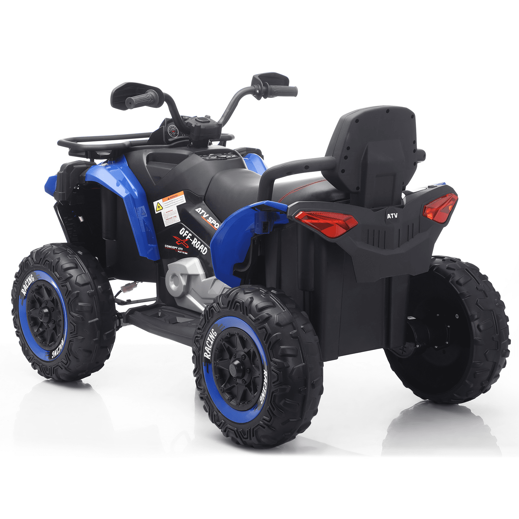 Funride 24 Volt Ride on Toys with Remote Control, Oversized ATV for Kids, 2-Seater 4 Wheeler for Toddlers, Power Car Wheels with Music, Bluetooth, Headlights, EVA Tires, Blue