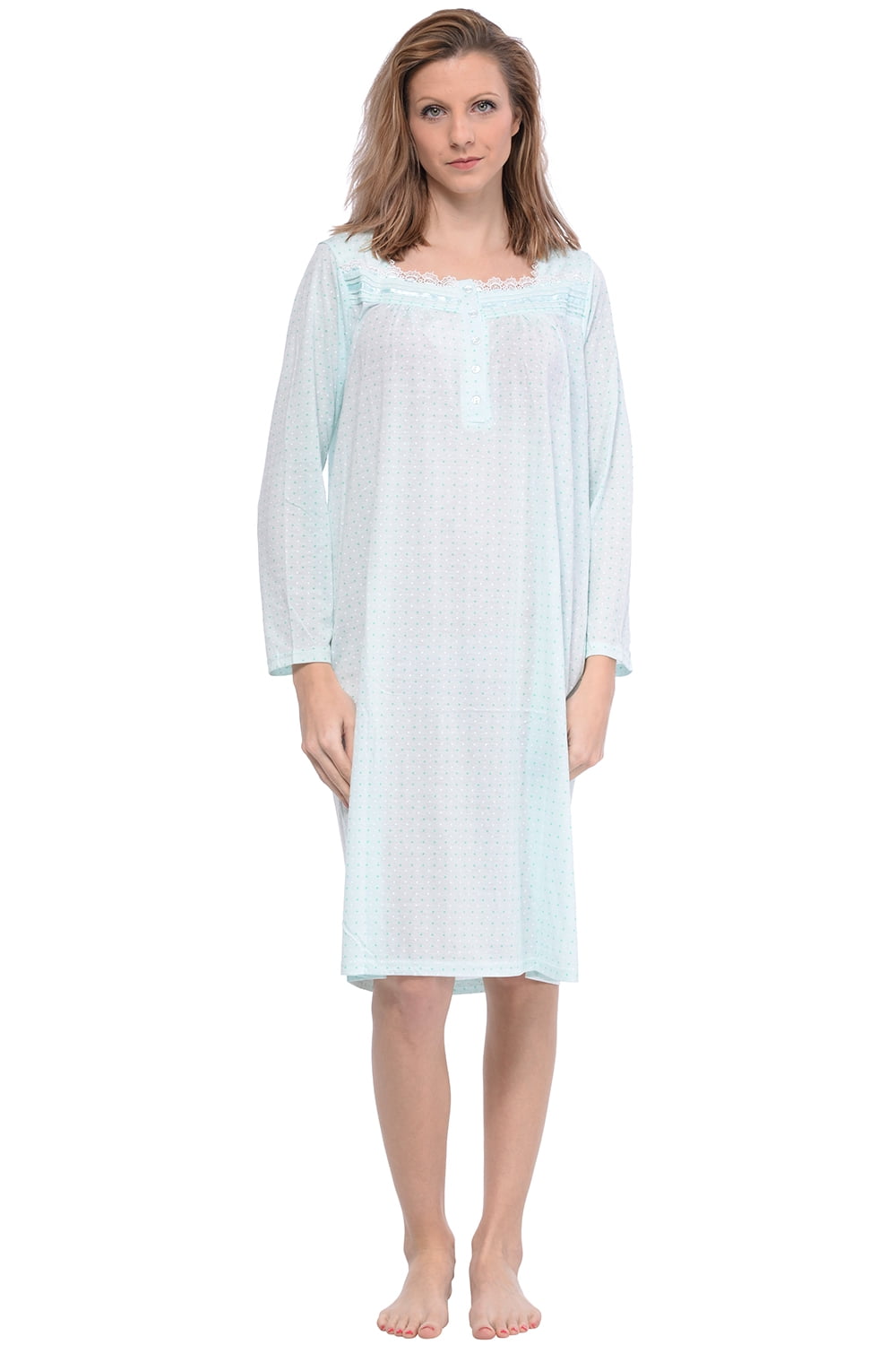 MZROCR Women's Cotton Nightgown - Long Sleeve Sleepwear, Purple Ink Flower Print, Soft Loungewear, XX-Large
