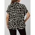 thumbnail image 2 of Cuteduck Womens Plus Size Blouses Leopard Print Button Down Loose Fit Casual Short Sleeve Top 1X-5X, 2 of 8