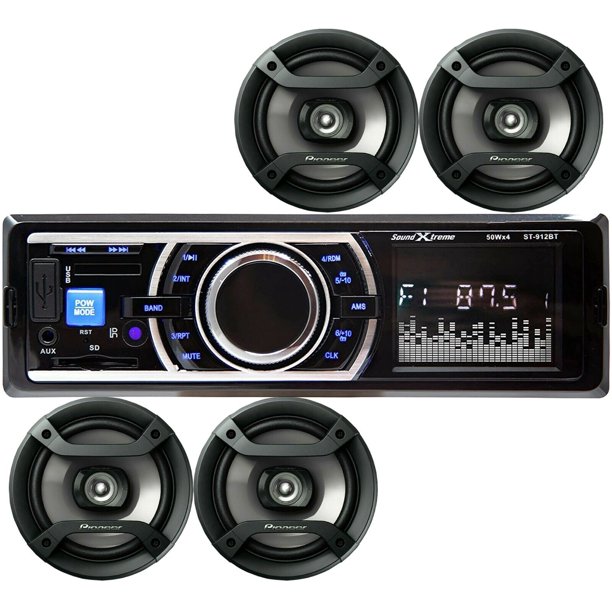 4x Pioneer 6.5" Speakers + SoundXtreme Car Stereo Bluetooth USB SD AUX AM/FM Bundle