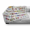 thumbnail image 3 of Colorful Soft Flannel Fleece Throw Blanket, Slogans with Cheerful Funny Typography Design with Daisy Blossoms, Cozy Plush for Indoor and Outdoor Use, 50" x 70", Multicolor, by Ambesonne, 3 of 6