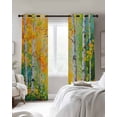 thumbnail image 4 of Modern Oil Painting Blackout Curtains for Bedroom Living Room Darkening Curtains 54 Inch Long Yellow Green Summer Botanical Short Curtain for Small Window Treatment Insulated Grommet Drapes 42"x54"x2, 4 of 9