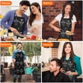thumbnail image 7 of Black White Gothic Moth Star Sun Moon Apron-Garden Aprons for Women with Pockets-Cotton Linen Waterproof Kitchen Cooking Gardening Aprons Adjustable for Kitchen,Cooking,BBQ and Salon 33x27 Inch, 7 of 7